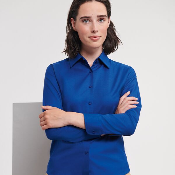 AW Russell Collection Ladies Long Sleeve Easy Care Oxford Shirt Thumbnail